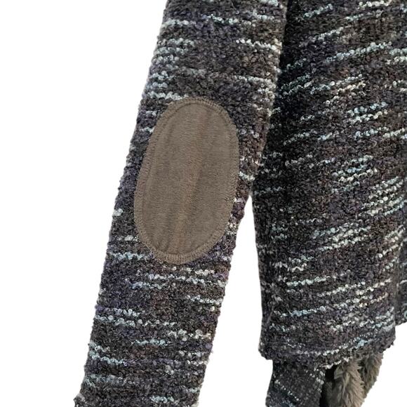 NWT Vintage America Sherpa-Lined Cardigan Sweater | Blue Black Tweed Small - Picture 4 of 5